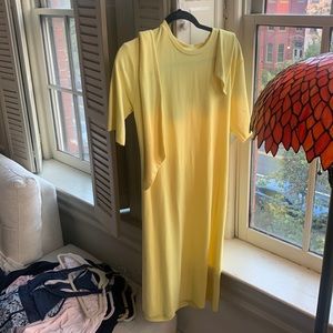 Yellow Zara work dress with belt